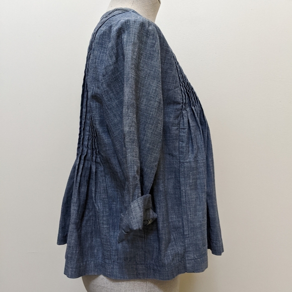 GAP Chambray Pleated Crop Jacket - Picture 4 of 5